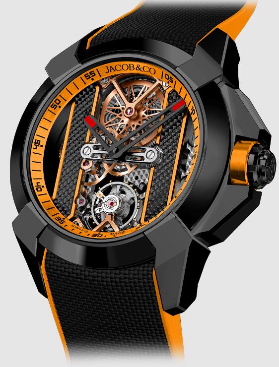 Jacob & Co Replica watch EPIC X STAINLESS STEEL BLACK DLC - ORANGE INNER RING EX120.11.AI.AA.ABRUA